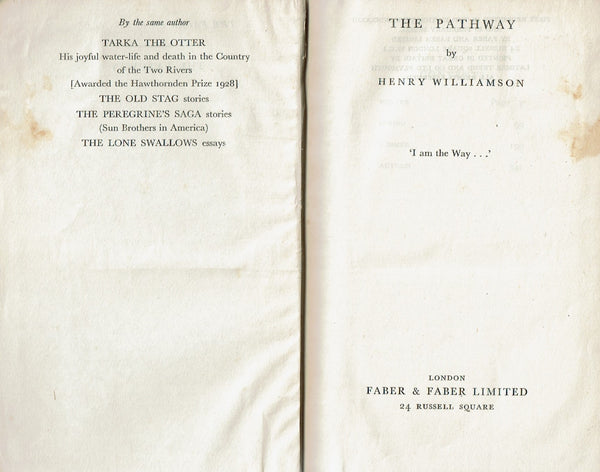 The Pathway by Henry Williamson [Fourth in the series 'The Flax of Dream']
