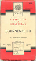 Ordnance Survey One Inch Map of Bournemouth Sheet 179 [original from 1960] [used-very good] - The Real Book Shop 