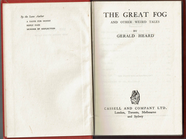 The Great Fog and other Weird Tales by Gerald Heard FIRST EDITION